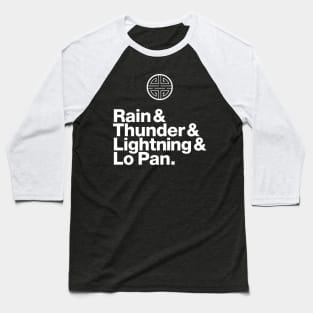 Lo Pan & the 3 Storms: Experimental Jetset Baseball T-Shirt